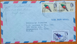 BRITISH HONDURAS 1962, COVER USED TO USA, LYNAM AGRICULTURE COLLEGE, 3 BIRD STAMP, STANN CREEK CITY CANCEL. - British Honduras (...-1970)