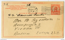 US Postal Stationery Postcard Travelled 1934 New York To Wien S.S. American Banker B171020 - 1921-40
