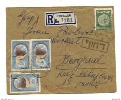 Israel Letter Cover Posted Registered 1953 Jerusalem To Beograd B201101 - Cartas & Documentos