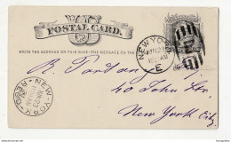 U.S. Postal Stationery Postcard Posted 1880 NYC Locally B210526 - Sonstige & Ohne Zuordnung