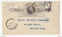 U.S. Postal Stationery Postcard Posted 1890 Scranton To NYC B210526 - Other & Unclassified