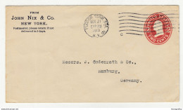 John Nix & Co., NY Preprinted Company Postal Stationery Letter Cover Posted 1913 To Hamburg - Apple Cinderella B210526 - Andere & Zonder Classificatie