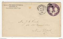 The Moosic Powder Co., Scranton Preprinted Company Postal Stationery Letter Cover Posted 1894 To NY B210526 - Otros & Sin Clasificación