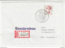Berlin 1988 Frauen - Hedwig Dransfeld Stamp On Letter Cover Posted Registered FD Postmark  B200210 - Cartas & Documentos