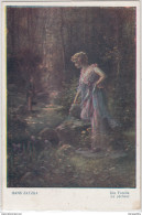 "Die Forelle" By Hans Zatzka Old Vintage Postcard Travelled 192? B170325 - Zatzka