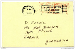 United States Meter Stamp On Card Travelled 1985 Boston To Yugoslavia Bb160115 - Automaatzegels [ATM]