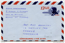 United States 13c Kennedy Aerogramme Travelled 1970 To Yugoslavia Bb160115 - 3a. 1961-… Afgestempeld