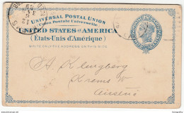 US UPU Postal Stationery Postal Card Travelled 1889 To Austria B180508 - ...-1900