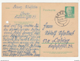 DDR, Postal Stationery Postkarte Travelled 1961 Gera Pmk B180210 - Cartes Postales - Oblitérées