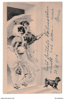 Girls Under Umbrella, Wichera Old Postcard Posted 1904 Miskolcz? Pmk B210220 - Wichera