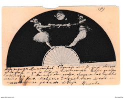 Circus Acrobat And Clown (Osk. Herrfurth, Weimar) Old Postcard Posted 190? Triest Trieste Pmk B210220 - Cirque