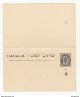 Canada, Postal Stationery Post Card With Reply Unused B190601 - 1860-1899 Reinado De Victoria
