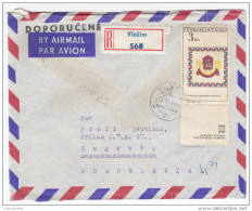 Stamps On Registered Air Mail Letter Cover Travelled 1968 Czechoslovakia To Yugoslavia Bb160301 - Otros & Sin Clasificación