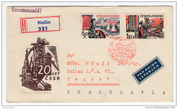 Stamps On Registered Air Mail Letter Cover Travelled 1965 Czechoslovakia To Yugoslavia Bb160301 - Usines & Industries