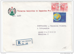 Yugoslavia Letter Cover With Additional Postal Tax Stamp Olympic Comittee Travelled 1977 Prevalje To Zagreb Bb151214 - Storia Postale