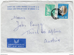 Ionian And Popular Banko Of Greece SA Company Air Mail Letter Cover Travelled 1963 To Thörl Bei Aflenz Bb161210 - Brieven En Documenten