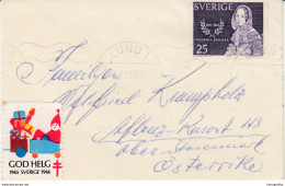 Sweden Sverige Gold Helg Stamp On Small Letter Cover Travelled 1965 Lund To Aflenz Bb161210 - Cartas & Documentos