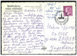 Esperanto Sweden 1980 65th Congress Special Postmarks On Postcard Stockholm Esperanto Travelled Bb150916 - Esperanto