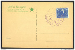 Esperanto Netherlands 1951 Congress Special Postmarks On Postcard Amsterdam Not Travelled Bb150916 - Esperanto
