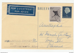 Netherlands Postal Stationery Postcard Posted Air Mail 1956 To Austria - Uprated B191215 - Postwaardestukken