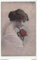 Woman With Rose Old Postcard Posted  B200115 - Pin-Ups
