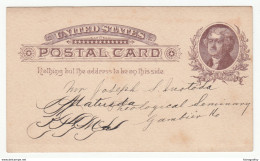 United States Postal Stationery Postcard Travelled? (Japanese Manuscript On The Back) B180901 - ...-1900