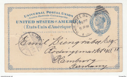 United States UPU Postal Stationery Postcard Travelled 1892 Philadelphia To Hamburg B180901 - ...-1900