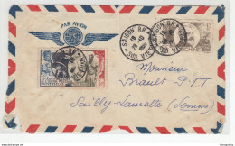 French Indochine Francaise ONLY FRONT PAGE Of Letter Cover Travelled Saigon To Sailly-Lamette B180715 - Poste Aérienne