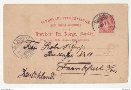 Norge Postal Stationery Brevkort Posted 1897? Kristania To Frankfurt B210610 - Entiers Postaux