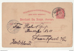 Norge Postal Stationery Brevkort Posted 1897? Kristania To Frankfurt B210610 - Ganzsachen