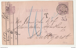 Nederland Postal Stationery Briefkaart Taxed Posted 1887 Amsterdam To Stuttgart B210610 - Postwaardestukken