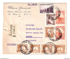 Clinica Sarmiento, Capitán Sarmiento Company Letter Cover Posted Registered 1951 To Zagreb  B201210 - Cartas & Documentos