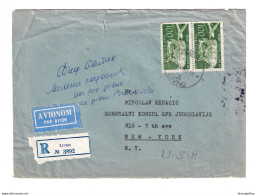 Yugoslavia Letter Cover Posted Registered 1963 Livno To Consul General Of Yugoslavia In NY USA B201210 - Bosnien-Herzegowina