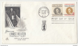 United States 1959 Ernst Reuter FDC B200501 - 1951-1960