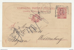 Italy Postal Stationery Postcard Cartolina Postale Posted 1904 Jesi To Weissenburg B210710 - Stamped Stationery