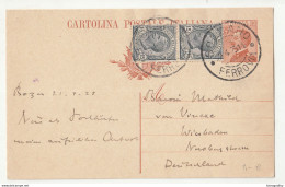 Italy Uprated Postal Stationery Postcard Cartolina Postale Posted 1925 Bolzano Pmk B210710 - Stamped Stationery