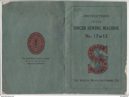 Singer Sewing Machine No. 17w13 1914 Original Vintage Manual 20 Pages 201001 - Matériel Et Accessoires