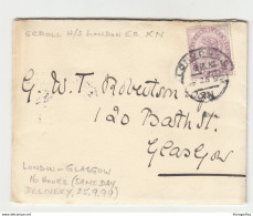 Great Britain, Small Letter Cover Posted 1899 London To Glasgow Same Day Incoming Postmark B200601 - Briefe U. Dokumente