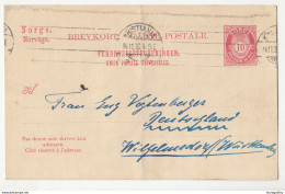 Norway UPU Postal Stationery Postcard Posted 1919 To Germany B200310 - Enteros Postales