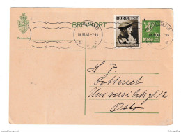 Norway Old Postal Stationery Postcard Posted 1946 B210410 - Entiers Postaux