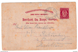 Norway Old Postal Stationery Postcard Posted 1891 B210410 - Entiers Postaux