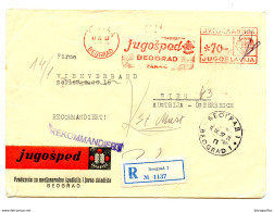 Jugošped Beograd Meter Stamp On Company Letter Cover Posted Registered 1957 To Wien B200110 - Cartas & Documentos