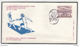 Yugoslavia, 9th International Fencing Tournament Of The Zagreb Fair 1967 Illustrated Letter Cover & Pmk B180220 - Escrime