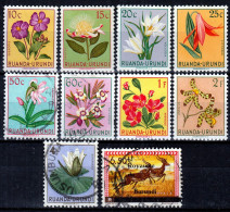 SALE !! 50 % OFF !! ⁕ Ruanda - Urundi / Burundi 1953 ⁕ Flowers - Small Collection/ Lot ⁕ 15v MH & Used - Used Stamps