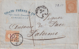 Italie Taxe Sur Lettre En Provenance De France Avec Un N°38 Non Oblitéré - 1872 - Andere & Zonder Classificatie