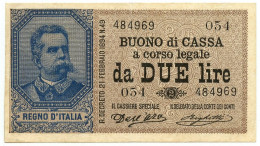 2 LIRE BUONO DI CASSA EFFIGE UMBERTO I 22/02/1894 SPL- - Andere