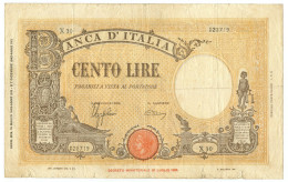 100 LIRE BARBETTI GRANDE B GIALLO TESTINA FASCIO 15/03/1943 BB- - Otros