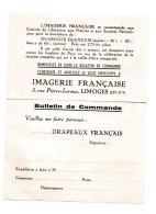 Bulletin De Commande Imagerie Française Fourniture De Drapeaux Français à Limoges - Format : 17x13 Cm - Otros & Sin Clasificación