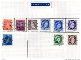 9 Timbres De Service Du Canada - Overprinted