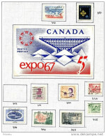 9 Timbres Du Canada + 1 Carte - Usati